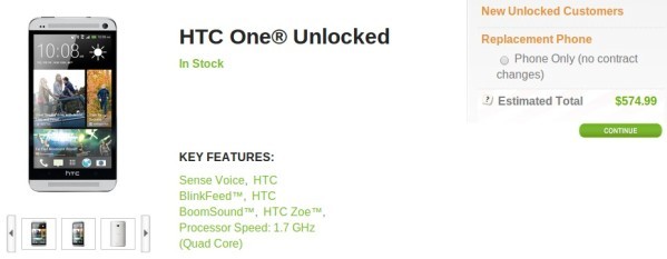 Разблокированный HTC One дебютировал в США