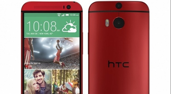 HTC One M8  в красном цвете корпуса