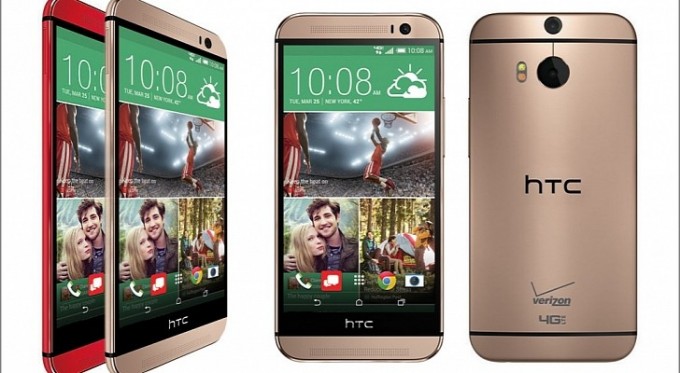 Золотой и красный HTC One (M8)